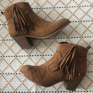 Brown Fringe Ankle Boots / Cowgirl Booties